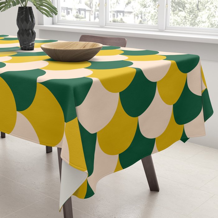 Scale Pattern / Art-deco - Green, Yellow and Cream Tablecloth Gallery Image 3