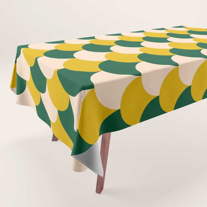 Scale Pattern / Art-deco - Green, Yellow and Cream Tablecloth Gallery Image 1