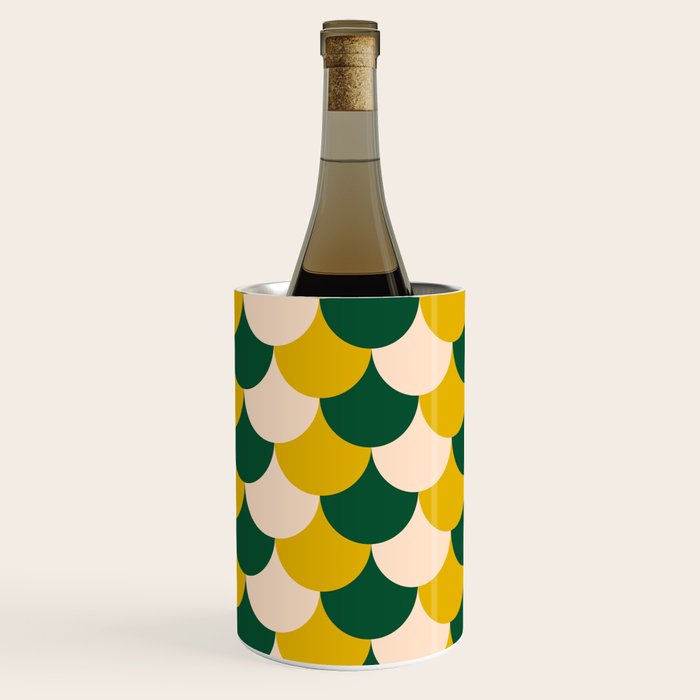 Scale Pattern / Art-deco - Green, Yellow and Cream Wine Chiller Gallery Image 2