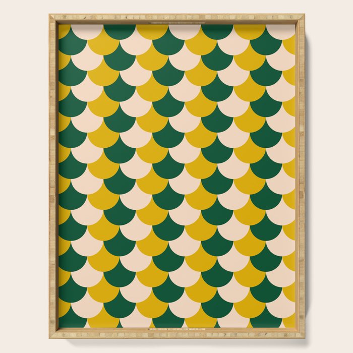 Scale Pattern / Art-deco - Green, Yellow and Cream Serving Tray Gallery Image 1