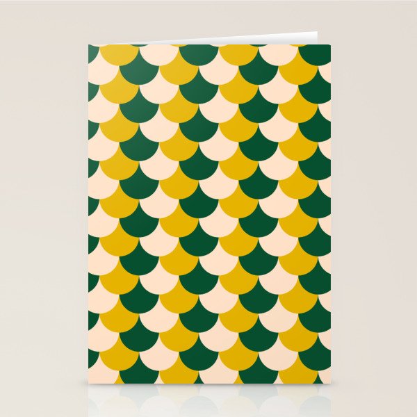 Scale Pattern / Art-deco - Green, Yellow and Cream Stationery Card Gallery Image 1