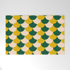 Scale Pattern / Art-deco - Green, Yellow and Cream Welcome Mat Gallery Image 1