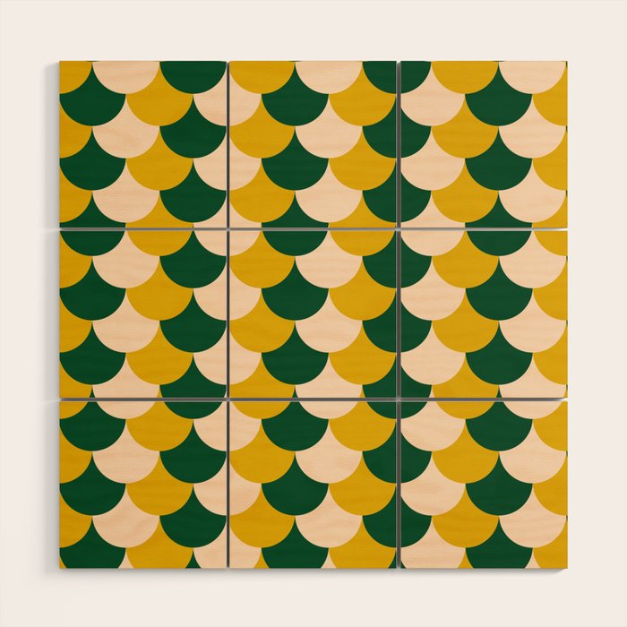 Scale Pattern / Art-deco - Green, Yellow and Cream Wood Wall Art Gallery Image 1