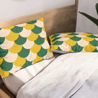 Scale Pattern / Art-deco - Green, Yellow and Cream Pillow Sham Gallery Image 2