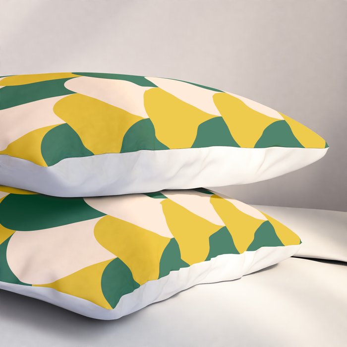 Scale Pattern / Art-deco - Green, Yellow and Cream Pillow Sham Gallery Image 3