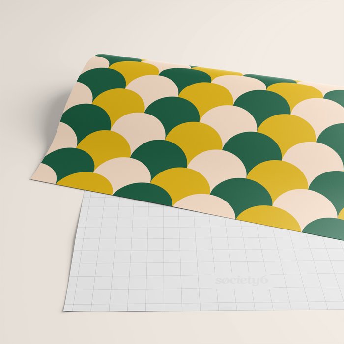 Scale Pattern / Art-deco - Green, Yellow and Cream Wrapping Paper Gallery Image 2