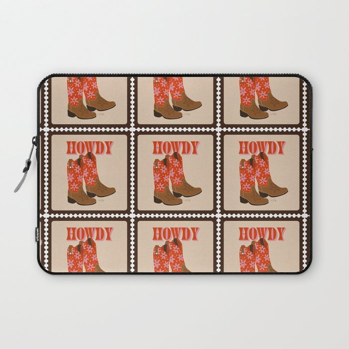 Howdy Cowgirl - Coral & Pink Laptop Sleeve Gallery Image 1
