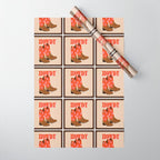 Howdy Cowgirl - Coral & Pink Wrapping Paper Gallery Image 1