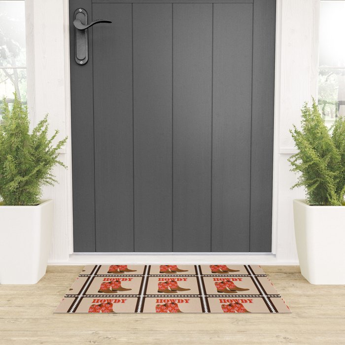 Howdy Cowgirl - Coral & Pink Welcome Mat Gallery Image 3