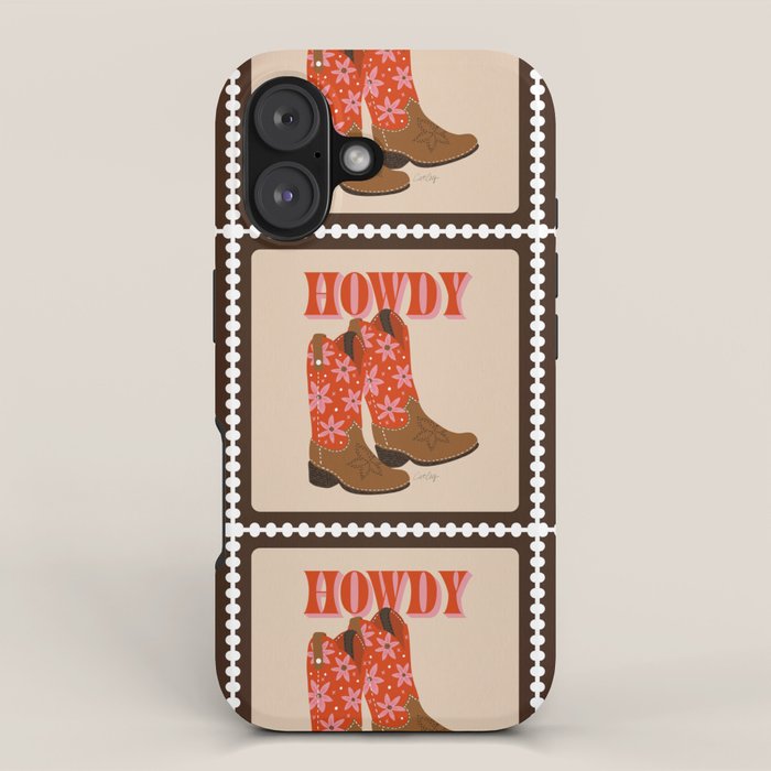 Howdy Cowgirl - Coral & Pink iPhone Case Gallery Image 1