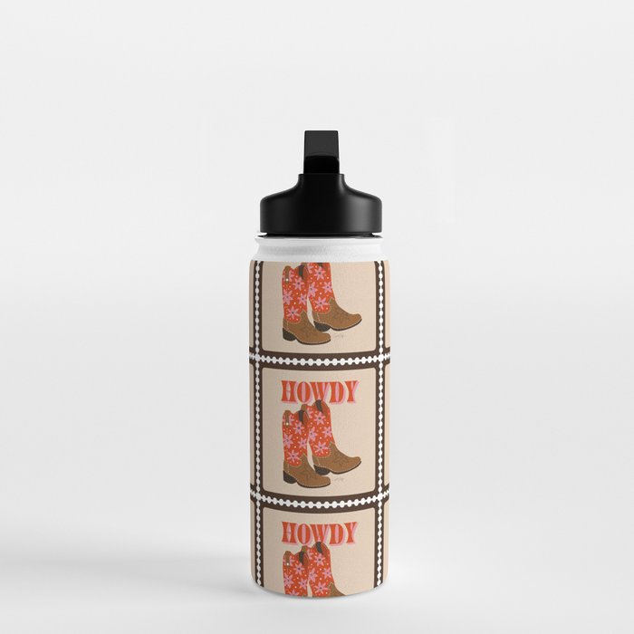 Howdy Cowgirl - Coral & Pink Water Bottle Gallery Image 3