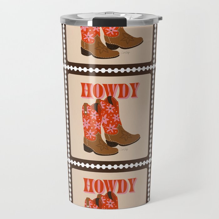 Howdy Cowgirl - Coral & Pink Travel Mug Gallery Image 1