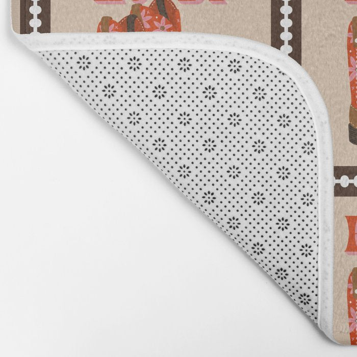 Howdy Cowgirl - Coral & Pink Bath Mat Gallery Image 2
