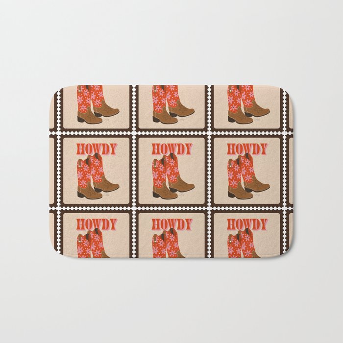 Howdy Cowgirl - Coral & Pink Bath Mat Gallery Image 1