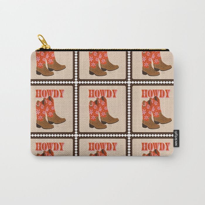 Howdy Cowgirl - Coral & Pink Carry All Pouch Gallery Image 1