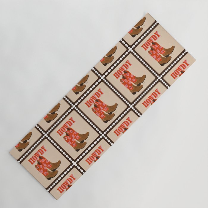 Howdy Cowgirl - Coral & Pink Yoga Mat Gallery Image 1
