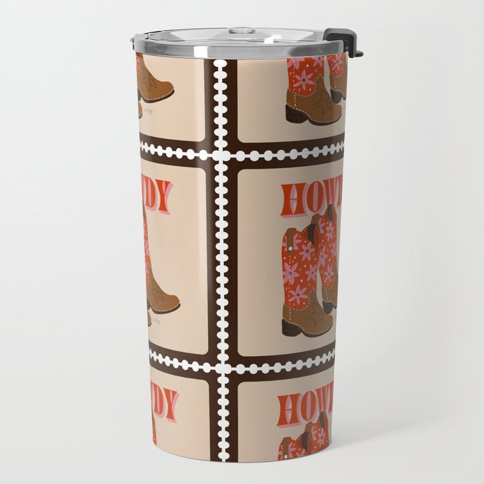 Howdy Cowgirl - Coral & Pink Travel Mug Gallery Image 2