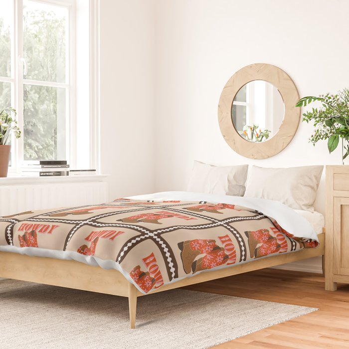 Howdy Cowgirl - Coral & Pink Duvet Cover Gallery Image 2