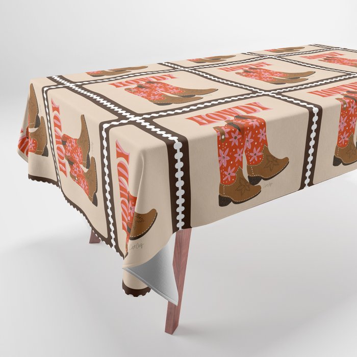 Howdy Cowgirl - Coral & Pink Tablecloth Gallery Image 1
