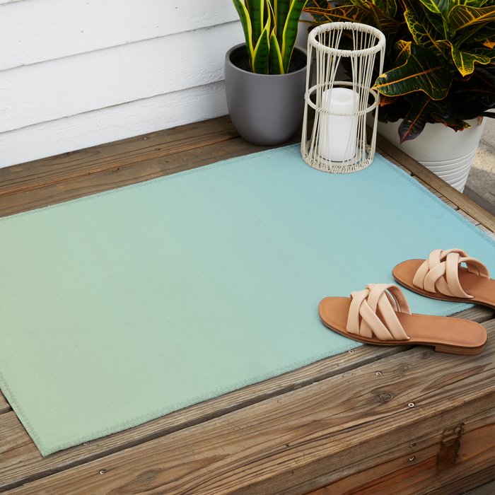 Turquoise Green Blue Gradient Outdoor Rug Gallery Image 2