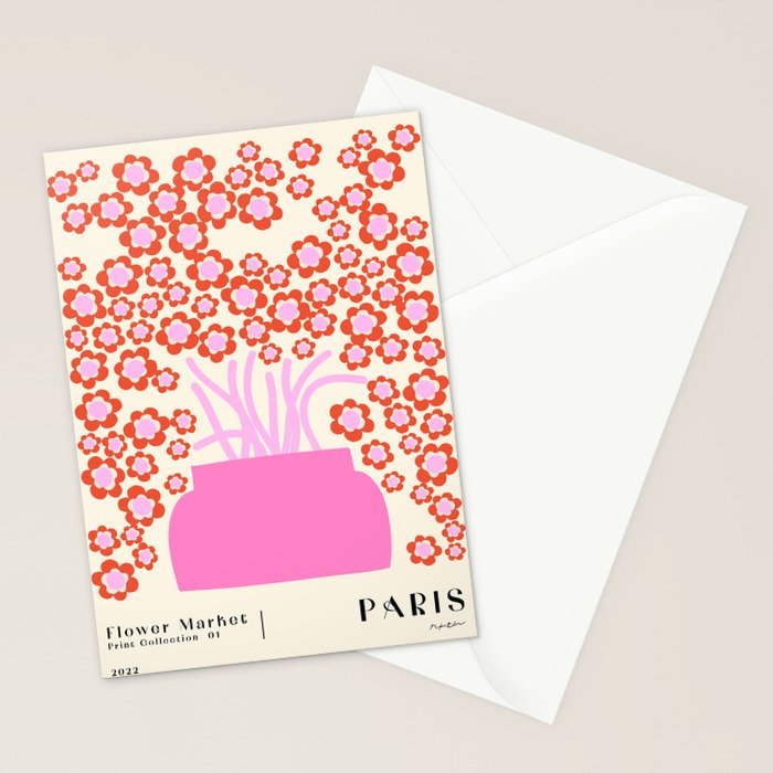 Modern Pink flower bouquet. Flower market. Paris Stationery Card Gallery Image 2