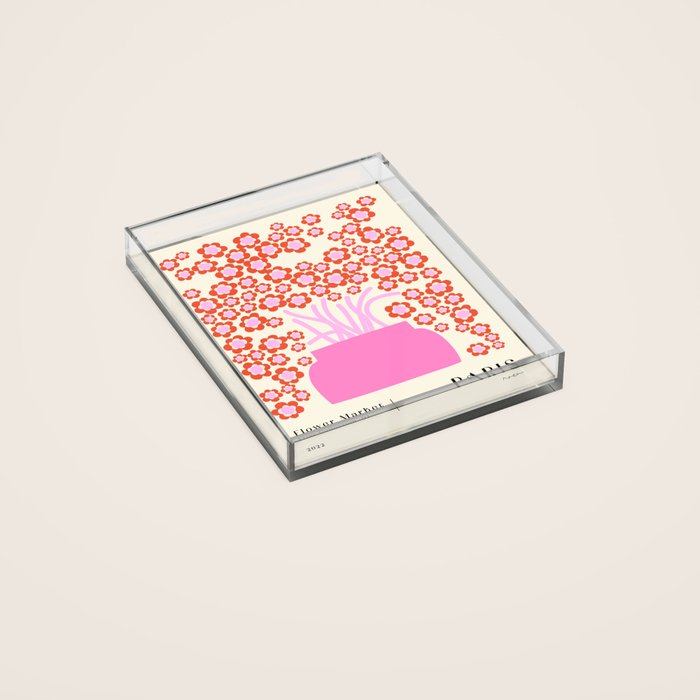 Modern Pink flower bouquet. Flower market. Paris Acrylic Tray Gallery Image 2