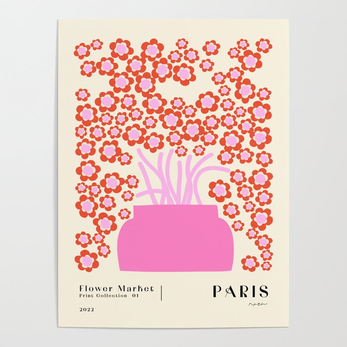 Modern Pink flower bouquet. Flower market. Paris Poster Gallery Image 1