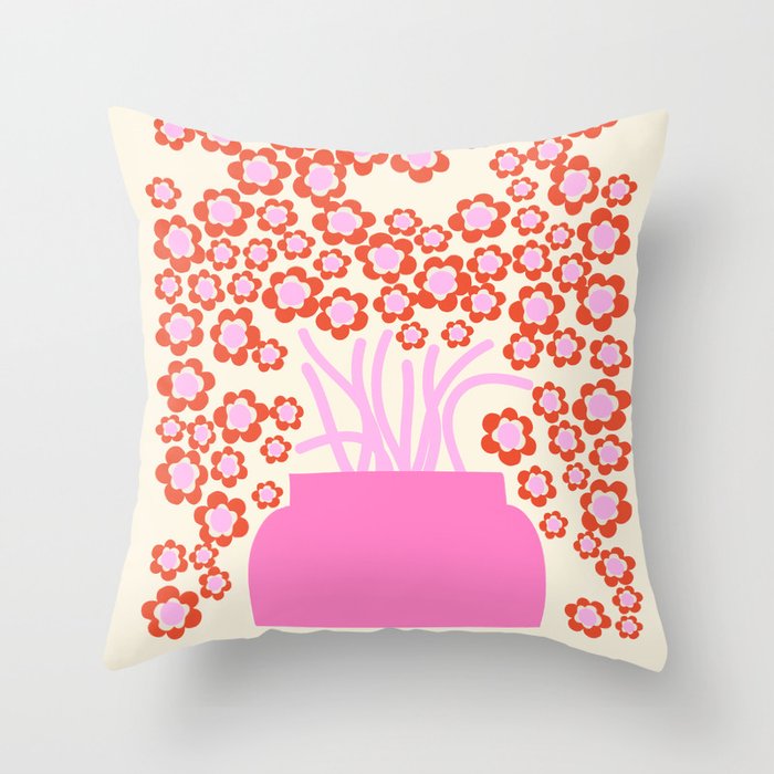 Modern Pink flower bouquet. Flower market. Paris Throw Pillow Gallery Image 1