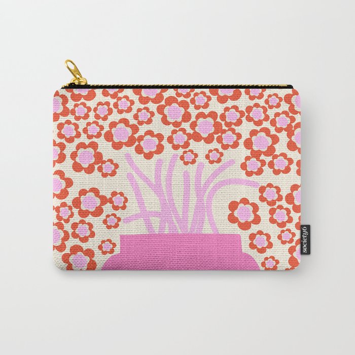 Modern Pink flower bouquet. Flower market. Paris Carry All Pouch Gallery Image 1