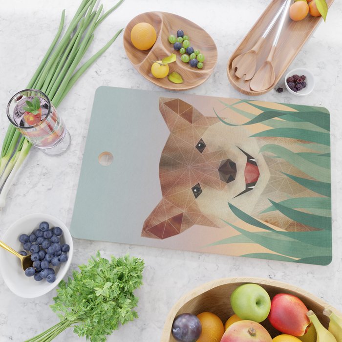 Happy Shiba in the Grass (Sunrise Dog) Cutting Board Gallery Image 2