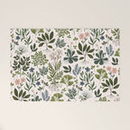 Herbarium ~ vintage inspired botanical art print ~ white Welcome Mat Gallery Image 1
