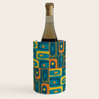 Mid Century Modern Piquet Abstract Multi Pattern in Moroccan Blue Teal Orange Olive Mustard Wine Chiller Gallery Image 1