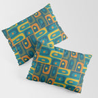 Mid Century Modern Piquet Abstract Multi Pattern in Moroccan Blue Teal Orange Olive Mustard Pillow Sham Gallery Image 3
