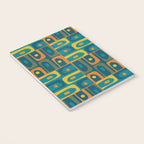 Mid Century Modern Piquet Abstract Multi Pattern in Moroccan Blue Teal Orange Olive Mustard Notebook Gallery Image 3