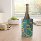 Mid Century Modern Piquet Abstract Multi Pattern in Moroccan Blue Teal Orange Olive Mustard Wine Chiller Gallery Image 4
