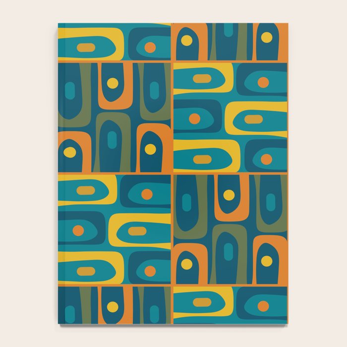 Mid Century Modern Piquet Abstract Multi Pattern in Moroccan Blue Teal Orange Olive Mustard Notebook Gallery Image 4