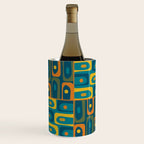 Mid Century Modern Piquet Abstract Multi Pattern in Moroccan Blue Teal Orange Olive Mustard Wine Chiller Gallery Image 2