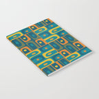 Mid Century Modern Piquet Abstract Multi Pattern in Moroccan Blue Teal Orange Olive Mustard Notebook Gallery Image 2
