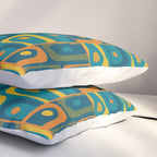 Mid Century Modern Piquet Abstract Multi Pattern in Moroccan Blue Teal Orange Olive Mustard Pillow Sham Gallery Image 3