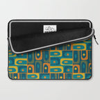 Mid Century Modern Piquet Abstract Multi Pattern in Moroccan Blue Teal Orange Olive Mustard Laptop Sleeve Gallery Image 2