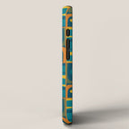 Mid Century Modern Piquet Abstract Multi Pattern in Moroccan Blue Teal Orange Olive Mustard iPhone Case Gallery Image 2