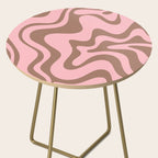 Retro Liquid Swirl Contemporary Abstract Pattern in Mocha Brown and Pink Side Table Gallery Image 2
