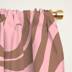 Retro Liquid Swirl Contemporary Abstract Pattern in Mocha Brown and Pink Window Curtain Gallery Image 2