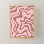 Retro Liquid Swirl Contemporary Abstract Pattern in Mocha Brown and Pink Mini Art Print Gallery Image 1