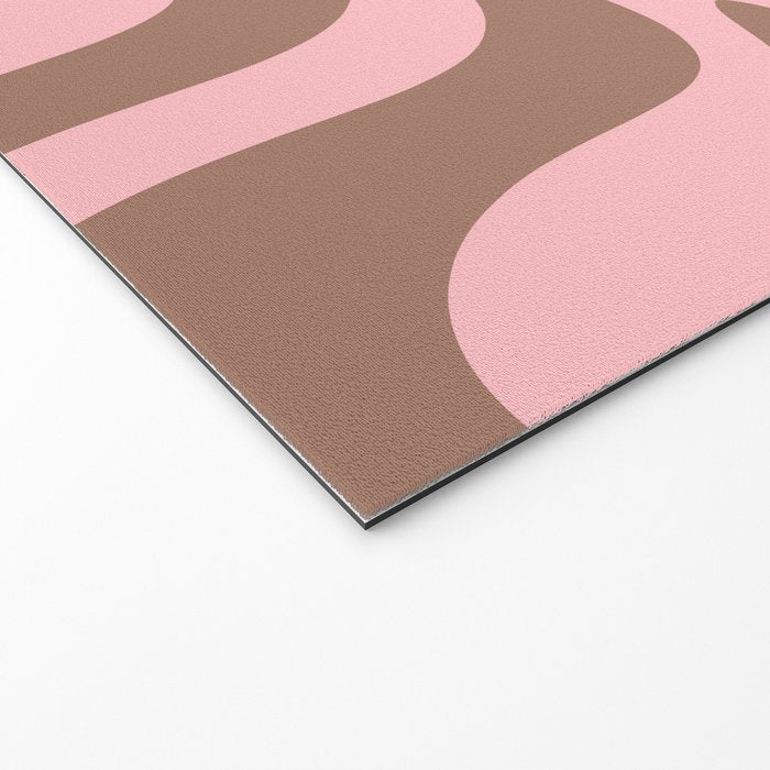Retro Liquid Swirl Contemporary Abstract Pattern in Mocha Brown and Pink Welcome Mat Gallery Image 2
