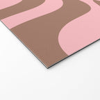Retro Liquid Swirl Contemporary Abstract Pattern in Mocha Brown and Pink Welcome Mat Gallery Image 2