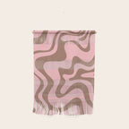 Retro Liquid Swirl Contemporary Abstract Pattern in Mocha Brown and Pink Wall Hanging Gallery Image 1