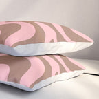 Retro Liquid Swirl Contemporary Abstract Pattern in Mocha Brown and Pink Pillow Sham Gallery Image 3