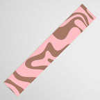 Retro Liquid Swirl Contemporary Abstract Pattern in Mocha Brown and Pink Table Runner Gallery Image 3