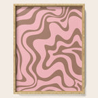 Retro Liquid Swirl Contemporary Abstract Pattern in Mocha Brown and Pink Serving Tray Gallery Image 1